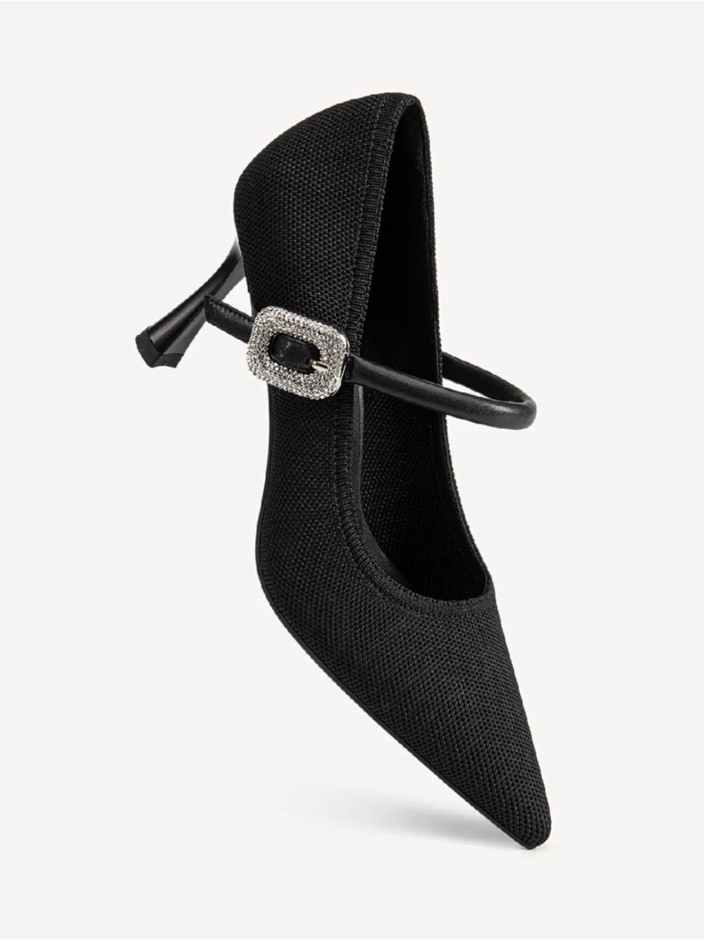 EternalPace Shimmer Buckle Pointed Toe Heeled Pump - Black- NEW Never Worn - Picture 6 of 6